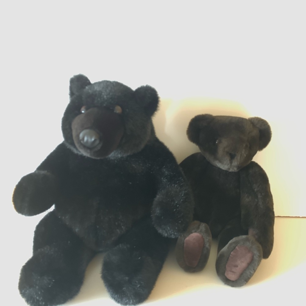 Plush Black Bear  best Friends Toy Set Largest is 14”